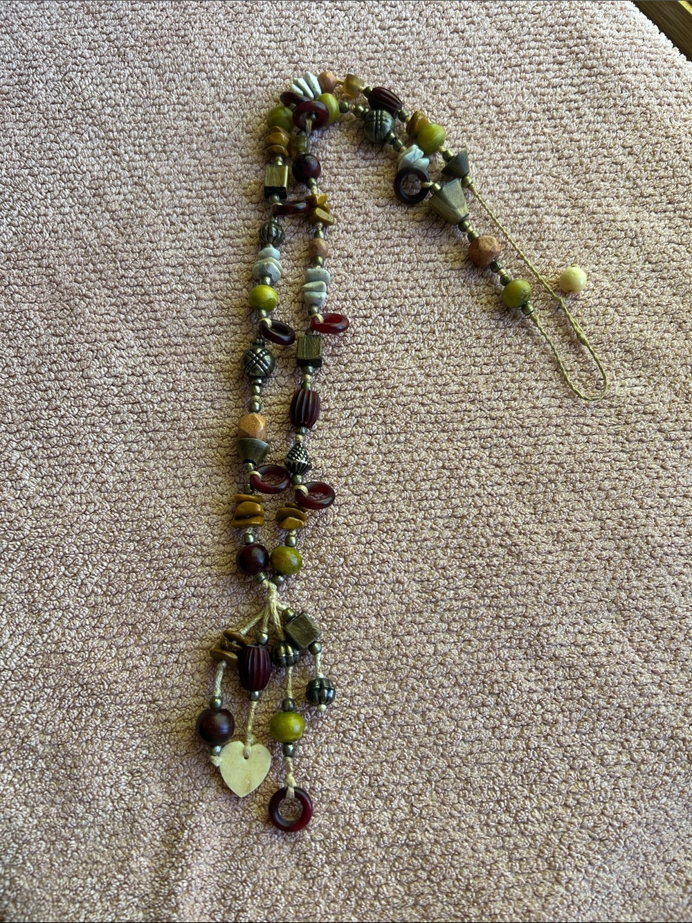 Boho Beaded Heart Pendant Necklace